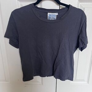 Jungmaven Hemp Cropped Ojai Tee in Diesel Gray